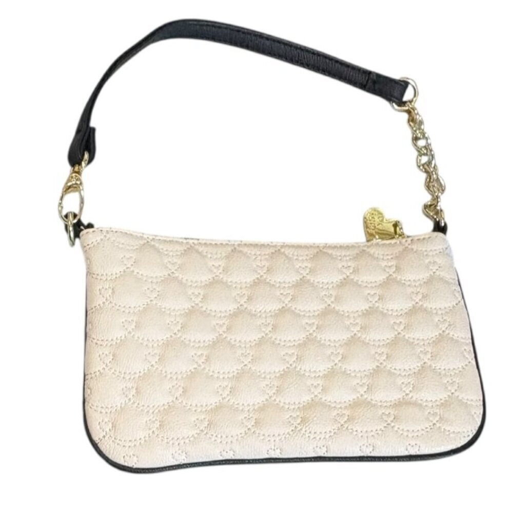 Betsey Johnson Wallet Wristlet Stripe Dot Logo Quilted Bag